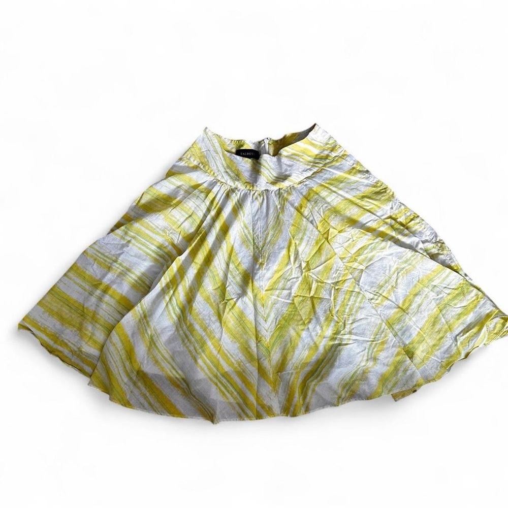 Talbots Yellow/white plaid summer spring cotton skirt w flowy, boho vibe sz 2